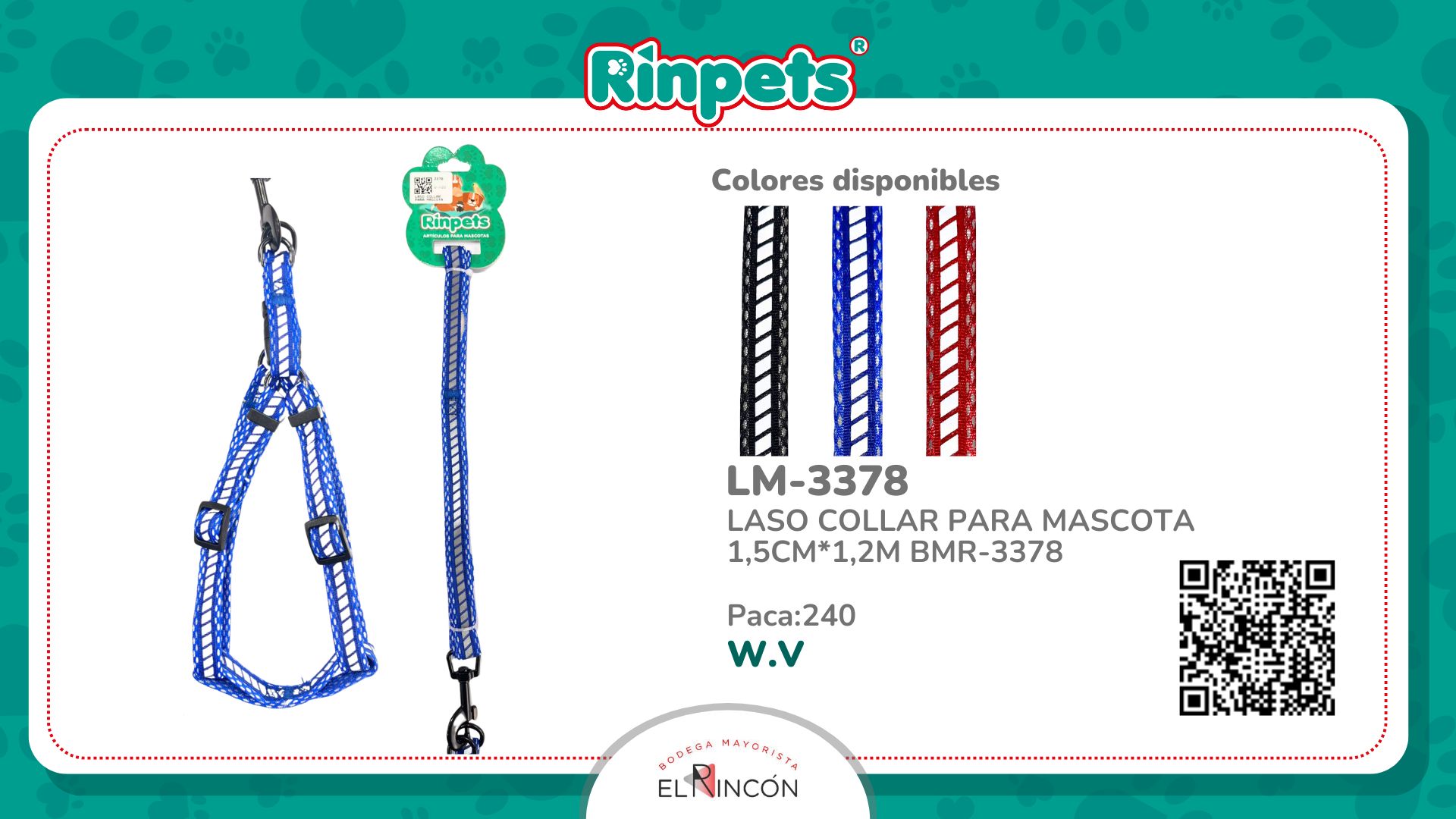 LASO COLLAR PARA MASCOTA 1,5CM*1,2M BMR-3378