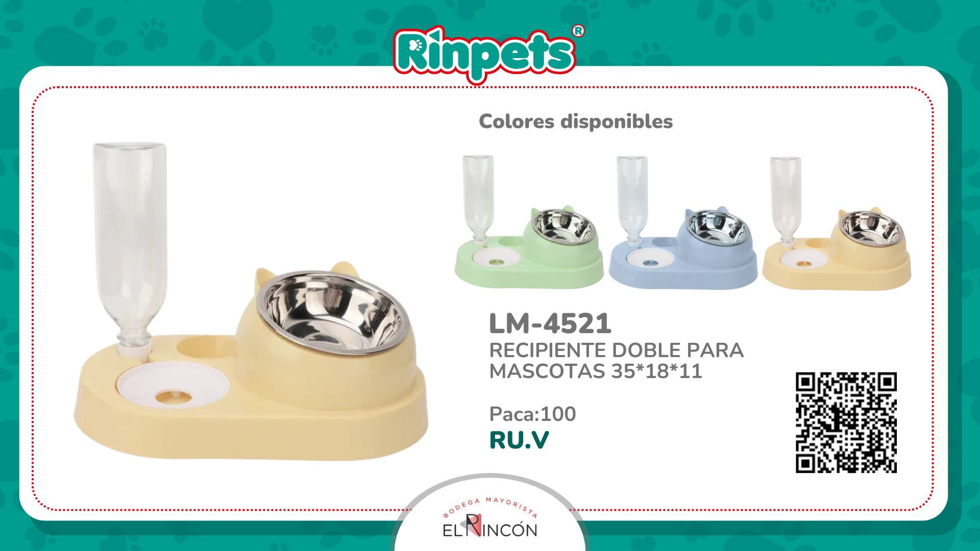 RECIPIENTE DOBLE PARA MASCOTAS 35*18*11 BMR-4521