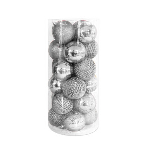 BOLA NAVIDEÑA PLATEADA 7CM X24