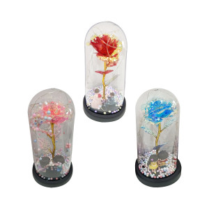 ROSA BRILLANTE ENCAPSULADA CON NOVIOS Y LUZ