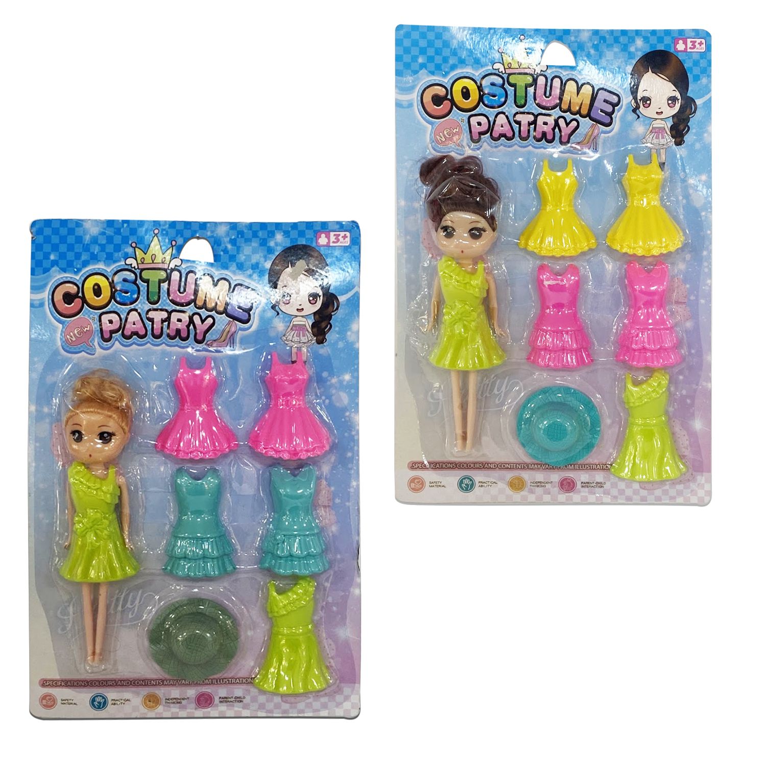 MUÑECA CON VESTIDOS ENCARTONADA