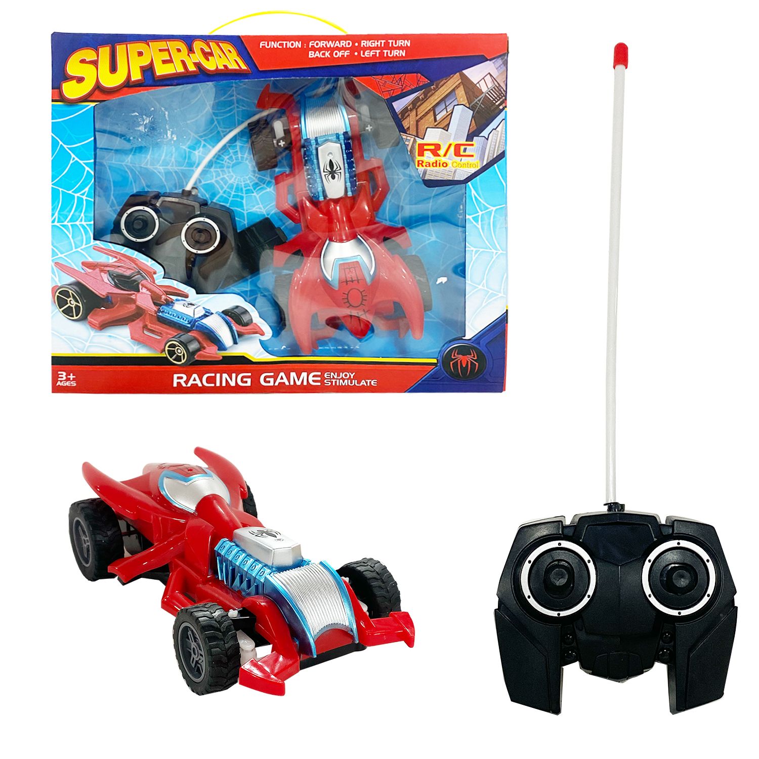 CARRO SUPER-HEROE CON CONTROL REMOTO (PILA AA)