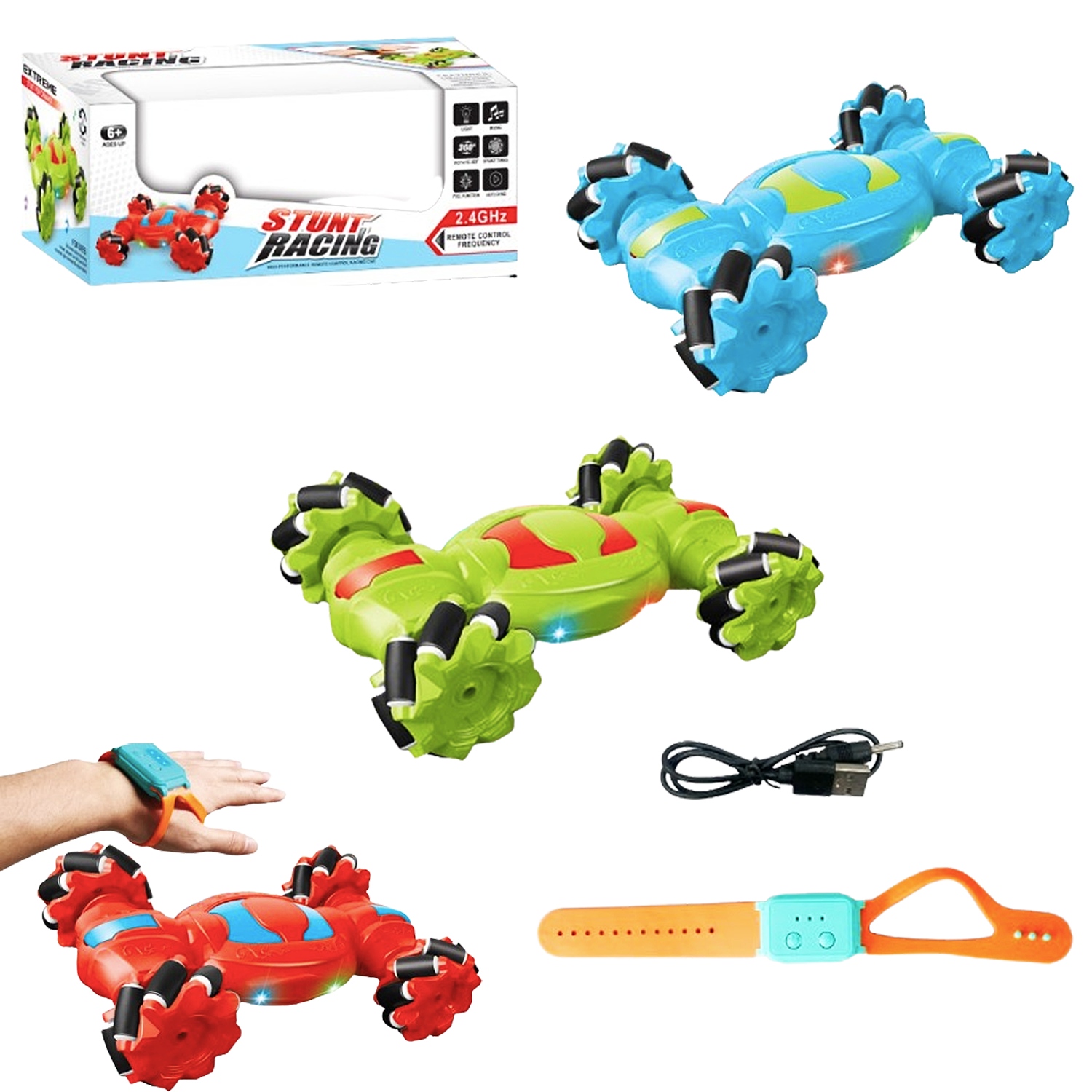 CARRO GIRATORIO RECARGABLE CON MANILLA Y LUCES