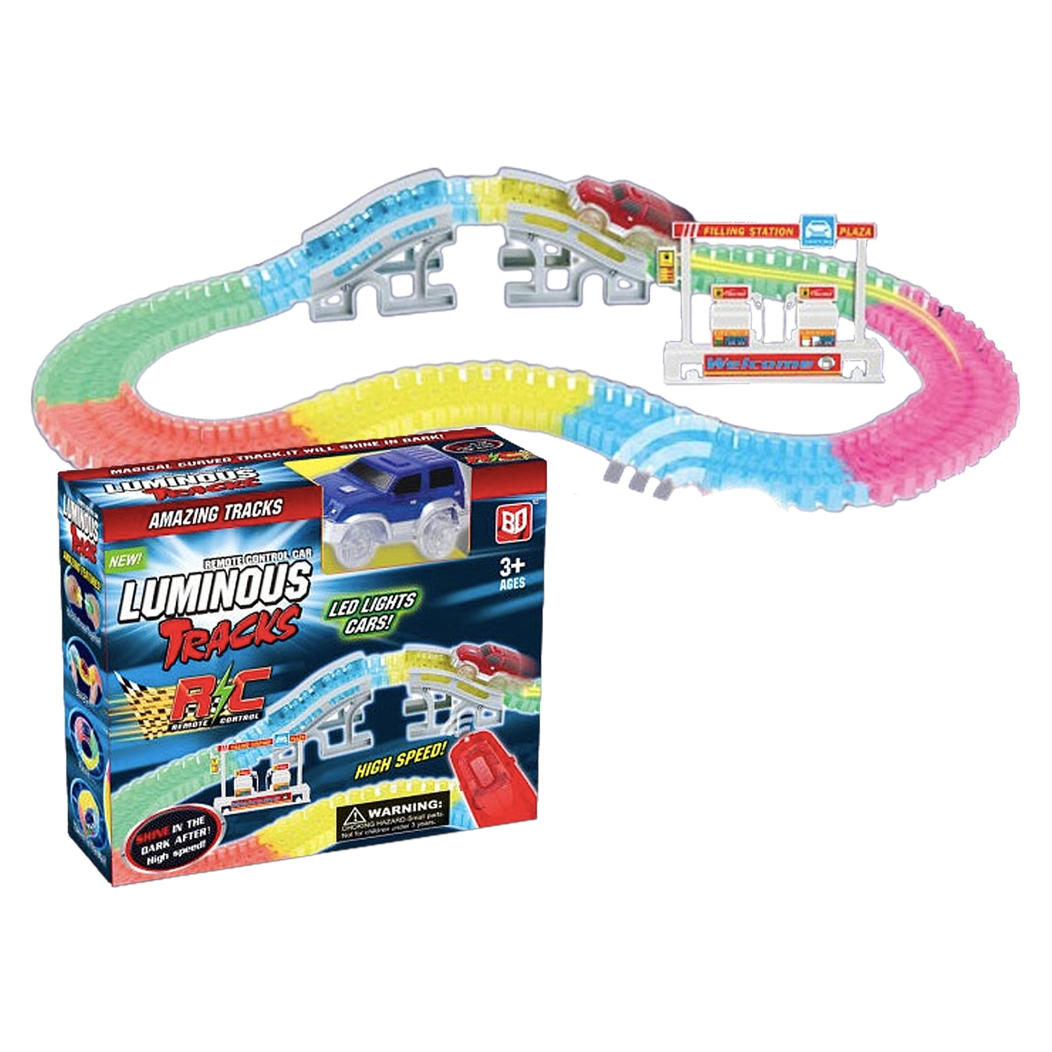 PISTA CON LUZ Y ACCESORIOS X128 PCS (PILA)