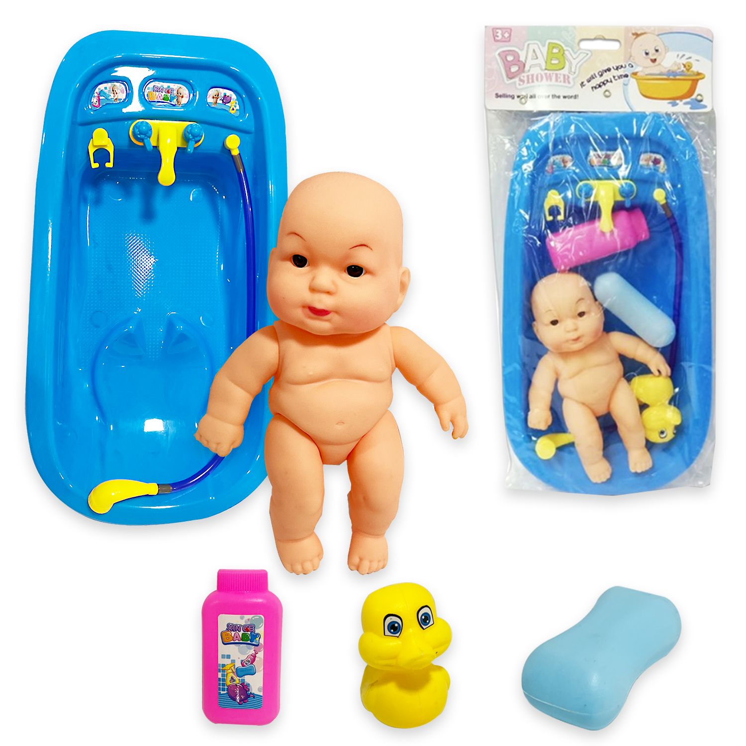 BEBÉ CON BAÑERA EN BOLSA