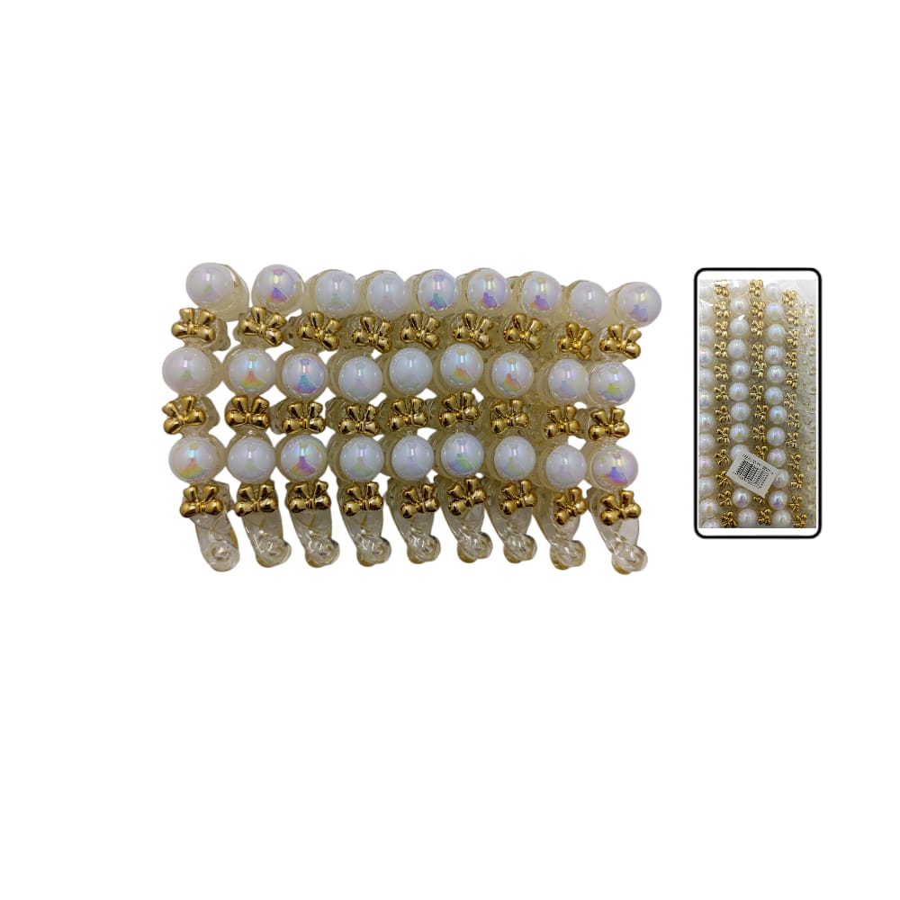 GANCHO BANANA GD PERLA APLIQUE MOÑO DK-3327-3 (PQX12)