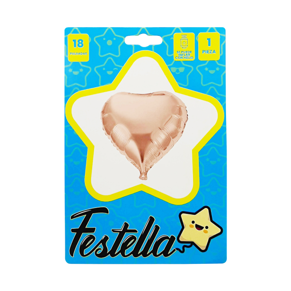 GLOBO CORAZON PALO ROSA CARTON 18"(PQTX25)