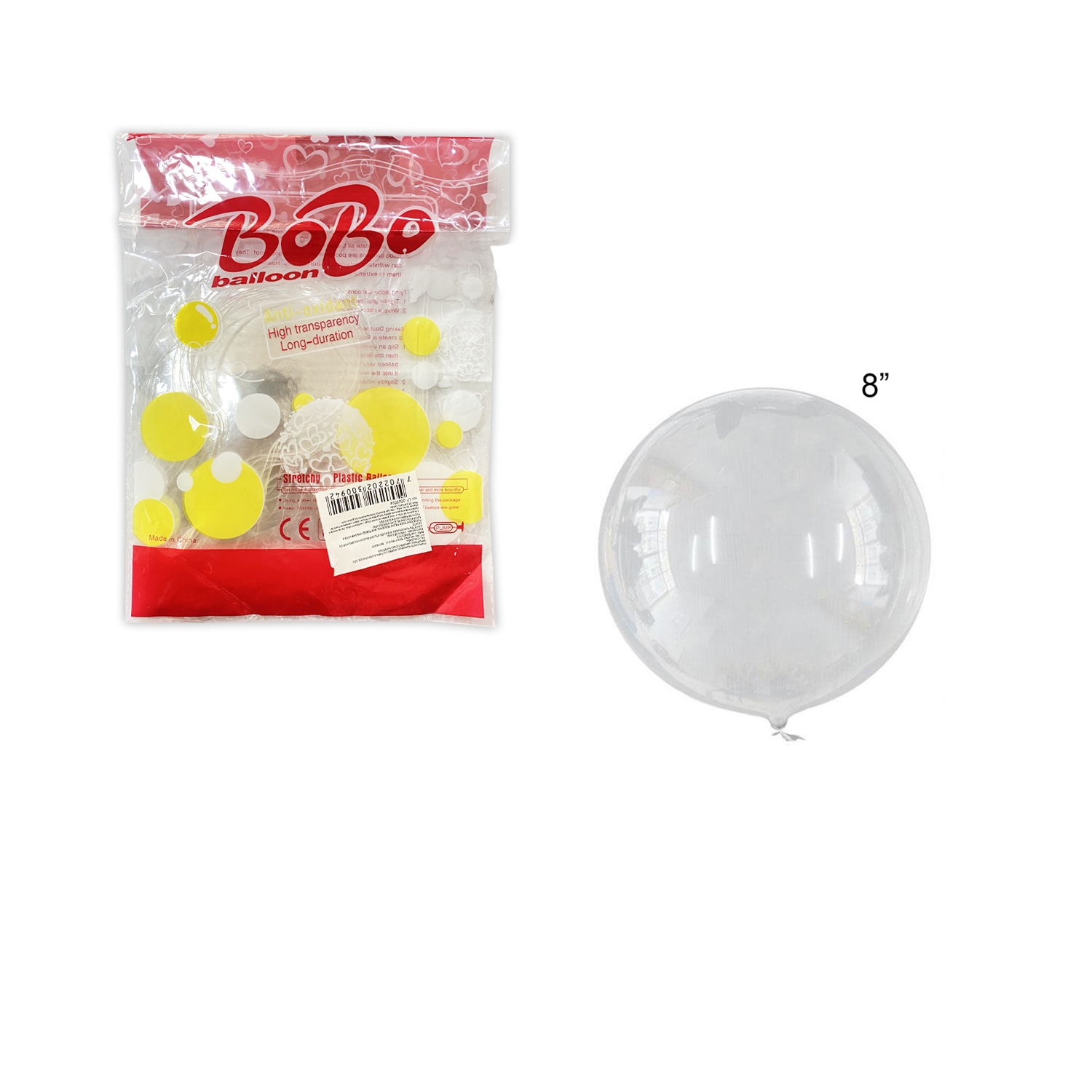 GLOBO BURBUJA REDONDO 8" (PQTX100)