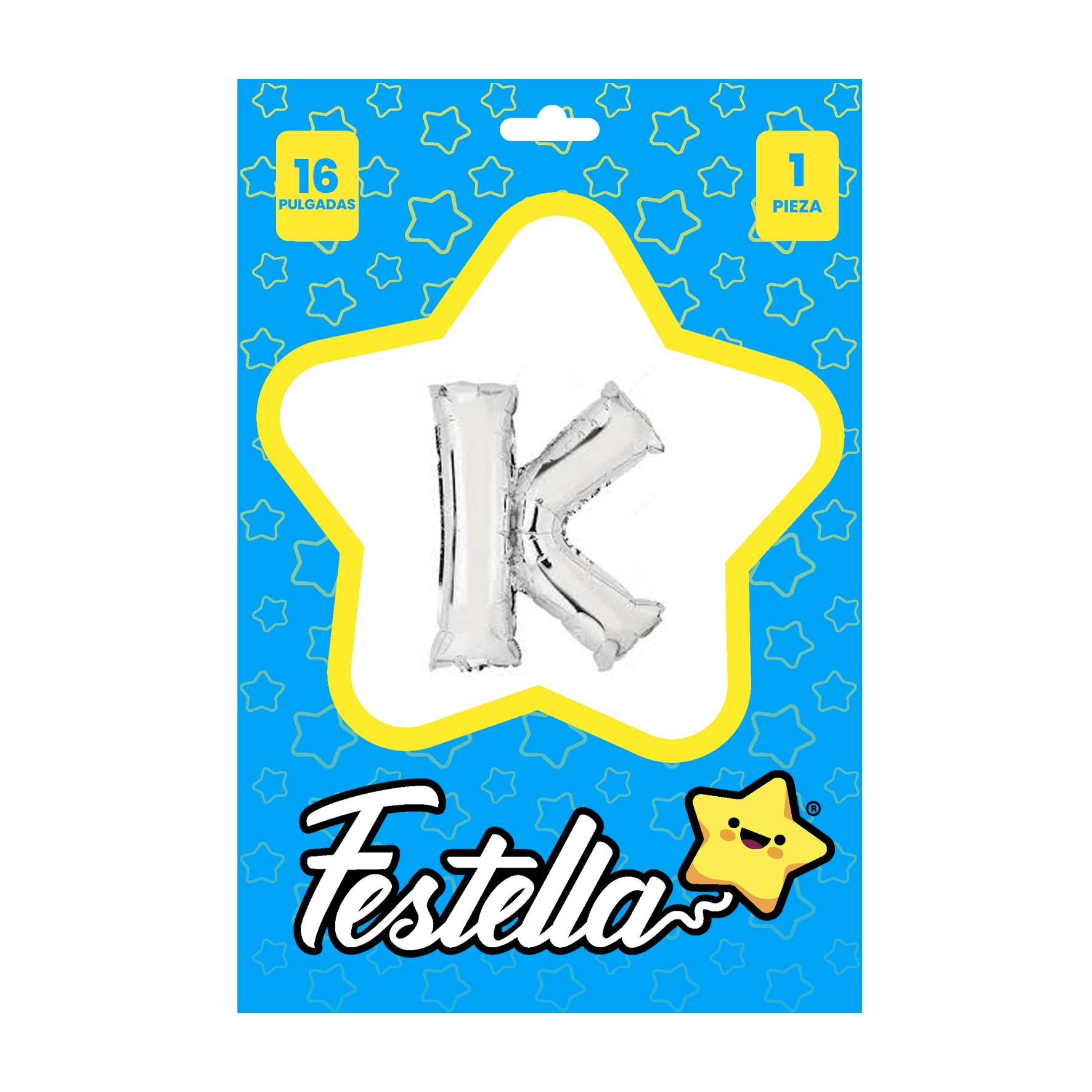 GLOBO LETRA K PLATEADA(PQTX25)