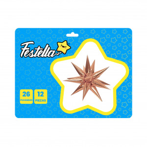 GLOBO ESTRELLA X12 PIEZAS PALO ROSA 26"(PQTX12)