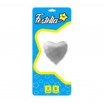GLOBO CORAZON PLATEADO 5" X2¨.(PQTX25)