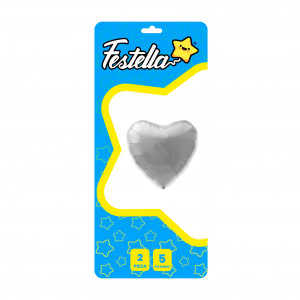 GLOBO CORAZON PLATEADO 5" X2¨.(PQTX25)
