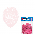 GLOBO DE LATEX FELIZ CUMPLEAÑOS R12X10 ROSADO OSCURO (PQTX12)