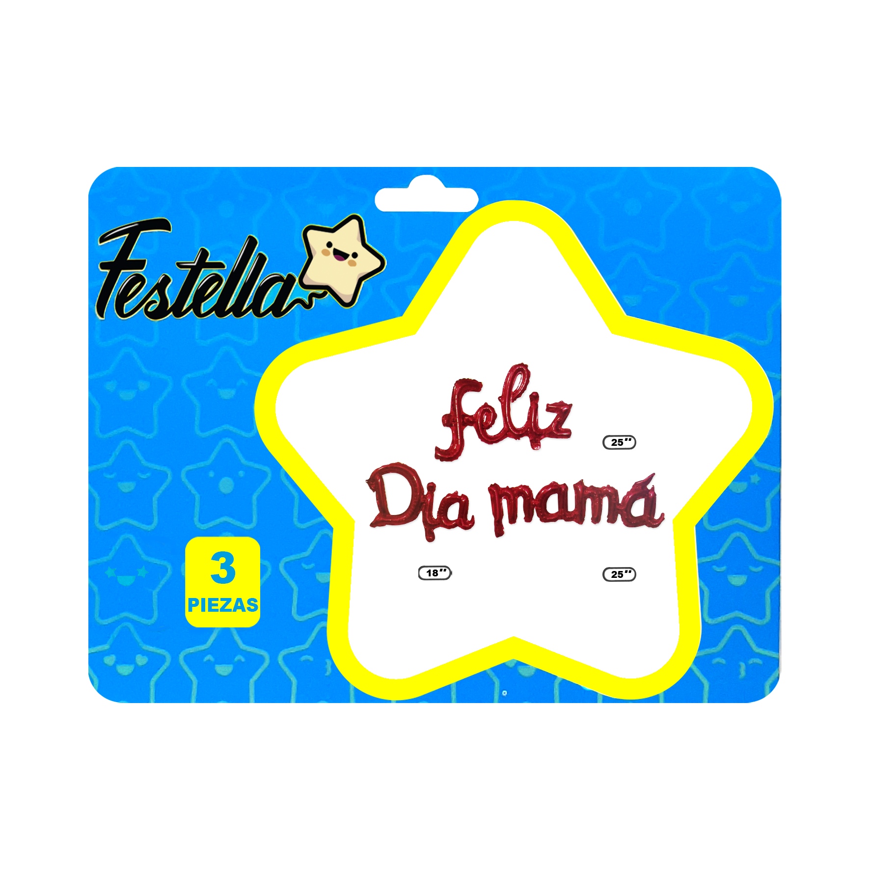 GLOBO FELIZ DIA MAMA CURSIVO ROJO(PQTX12)
