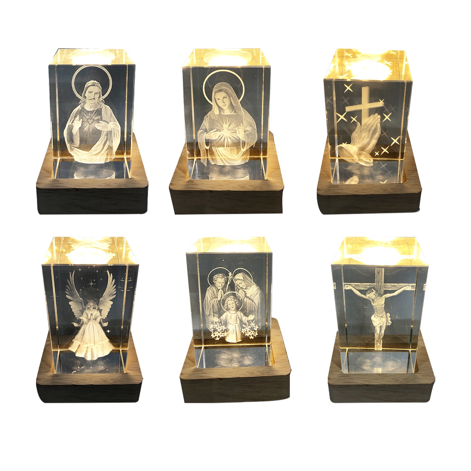 CUBO DE CRISTAL LUZ CALIDA 9*5CM USB