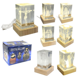 CUBO DE CRISTAL LUZ CALIDA 9*5CM USB