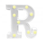 LAMPARA DE LETRA R 21.8CM FONDO BLANCO LUZ CALIDA