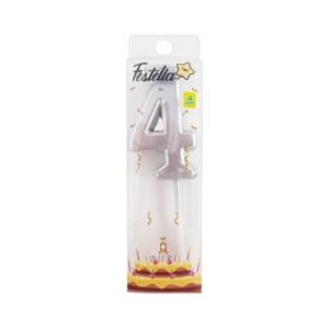 VELA NUMERO #4 PLATEADA (CJX24)