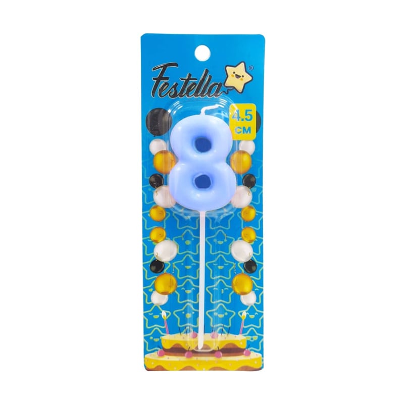 VELA NUMERO 4.5CM AZUL #8 (CJX50)
