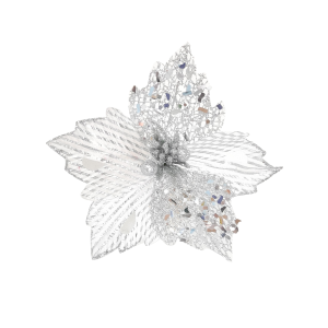 FLOR NAVIDEÑA PLATEADA 20CM (BJX150)