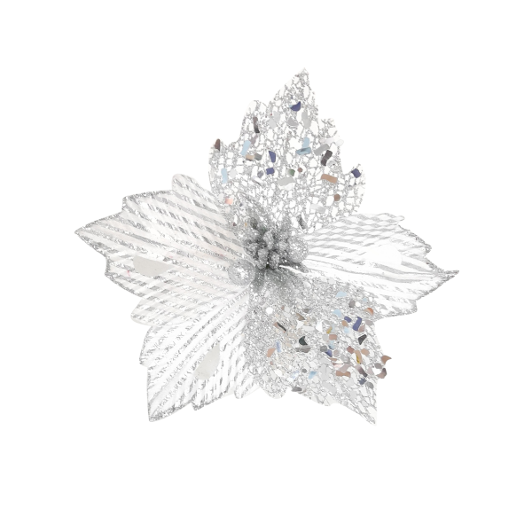 FLOR NAVIDEÑA PLATEADA 20CM (BJX150)