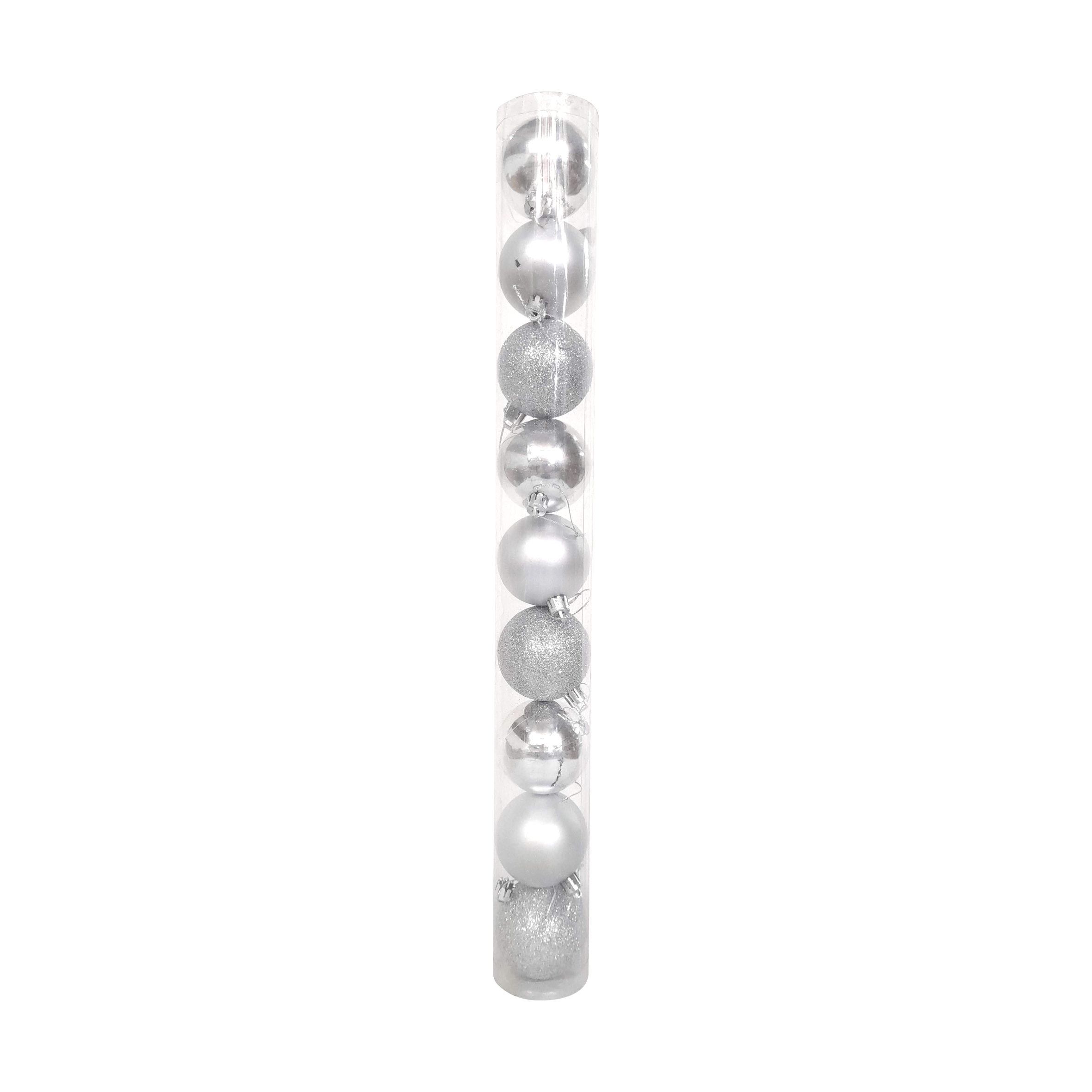 BOLA NAVIDEÑA PLATEADA 6CM X9