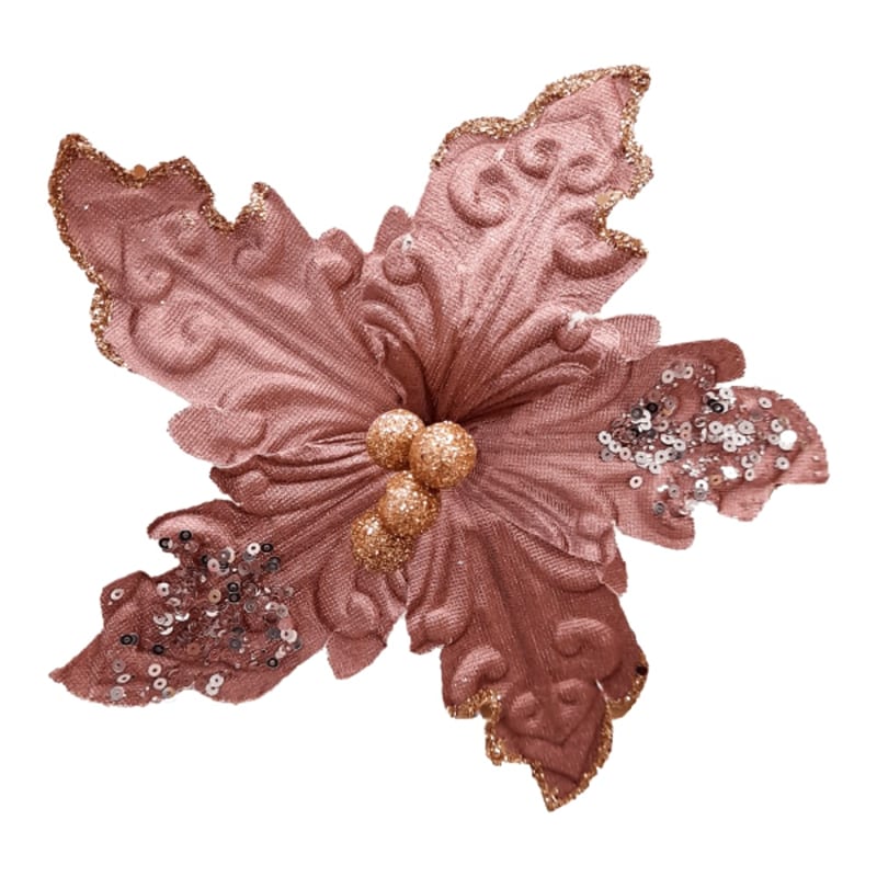 FLOR NAVIDEÑA PALO ROSA (21CM)*