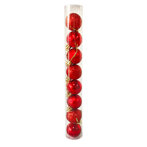 BOLA NAVIDEÑA ROJA BRILLANTE 8CM X9