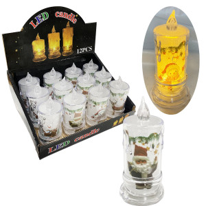 VELA NAVIDEÑA ESTAMPADA LUZ CALIDA (CJX12)