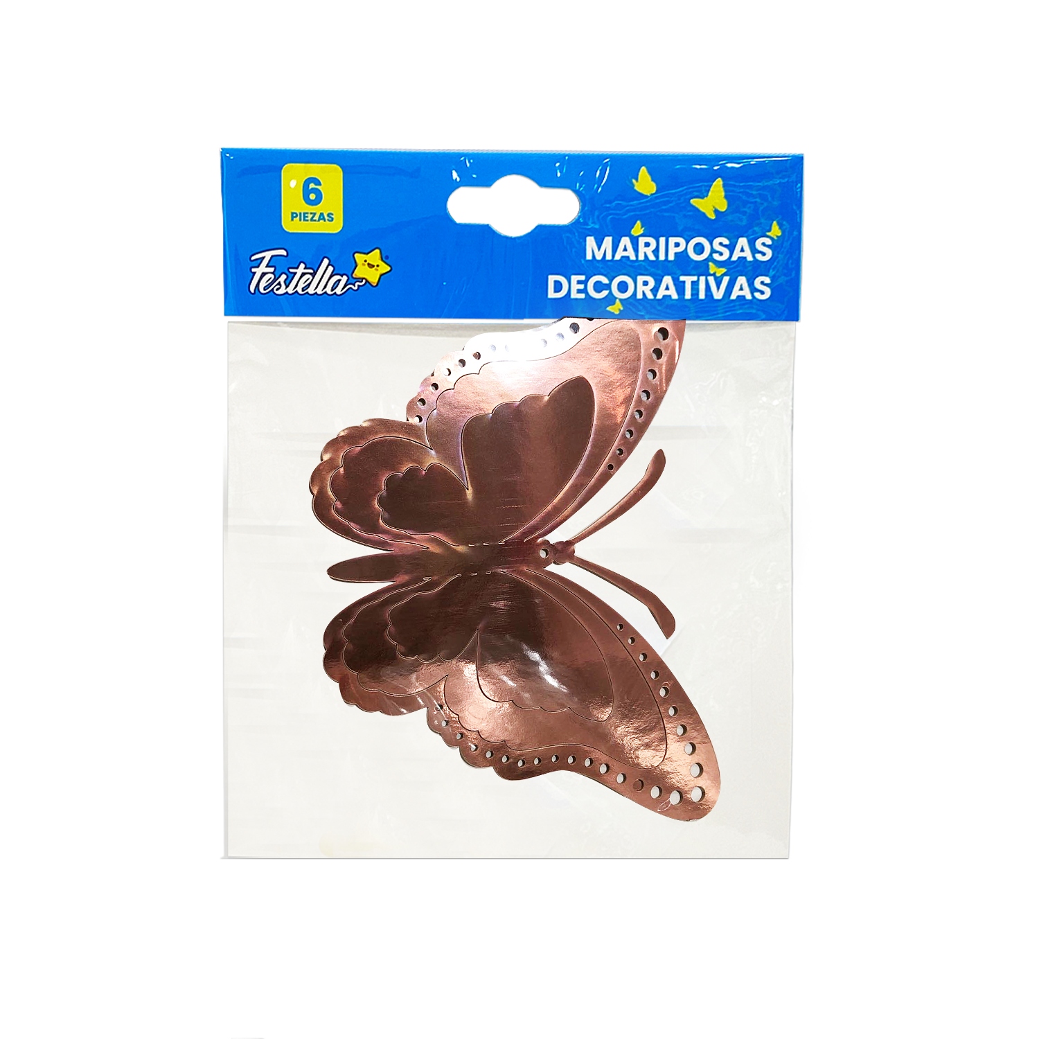 MARIPOSA DECORATIVA PALO ROSA X6 (PQTX12)
