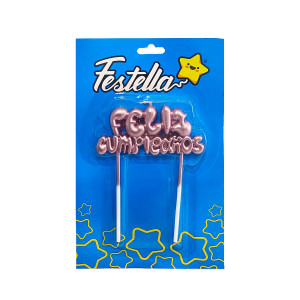 VELA FELIZ CUMPLEAÑOS PALO DE ROSA
