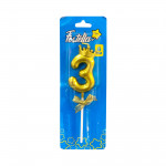 VELA NUMERO 6CM DORADA #3 (CJX48)