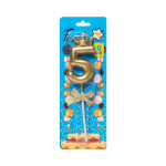 VELA NUMERO 6CM DORADA #5 (CJX48)