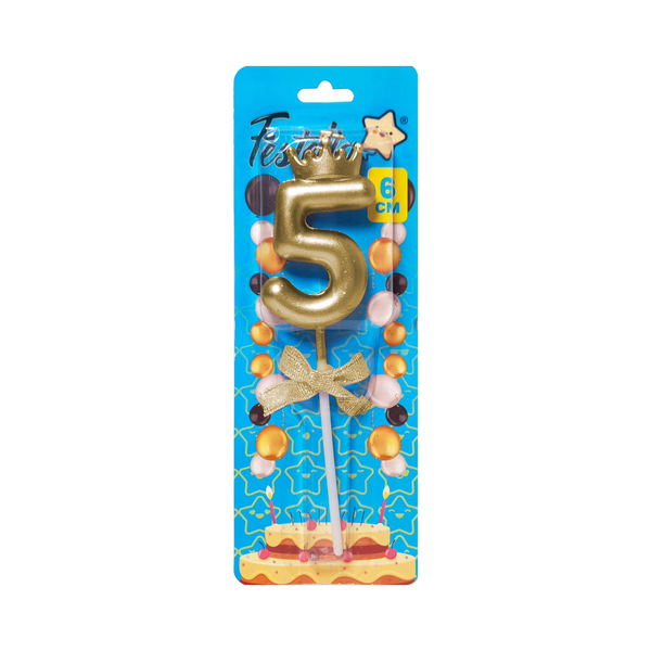 VELA NUMERO 6CM DORADA #5 (CJX48)