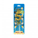 VELA NUMERO 6CM DORADA #5 (CJX48)