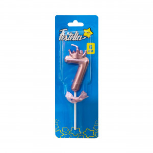 VELA NUMERO 6CM PALO ROSA #7 (CJX48)